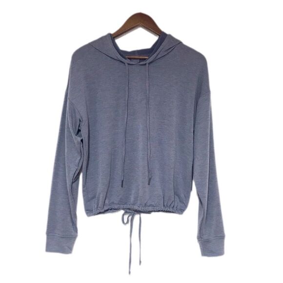 WILDFOX Hooded Pullover Drawstring Waist Open Back Gray Blue Size Medium New - Picture 4 of 14